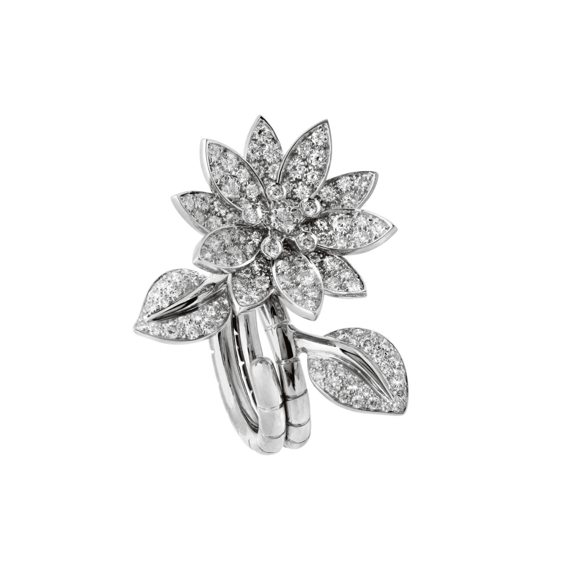 Van Cleef & Arpels Post-1980s 18KT White Gold Diamond Lotus Ring front