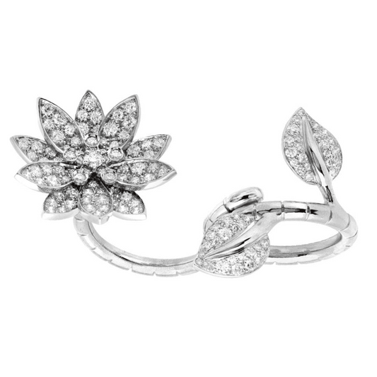 Van Cleef & Arpels Post-1980s 18KT White Gold Diamond Lotus Ring front