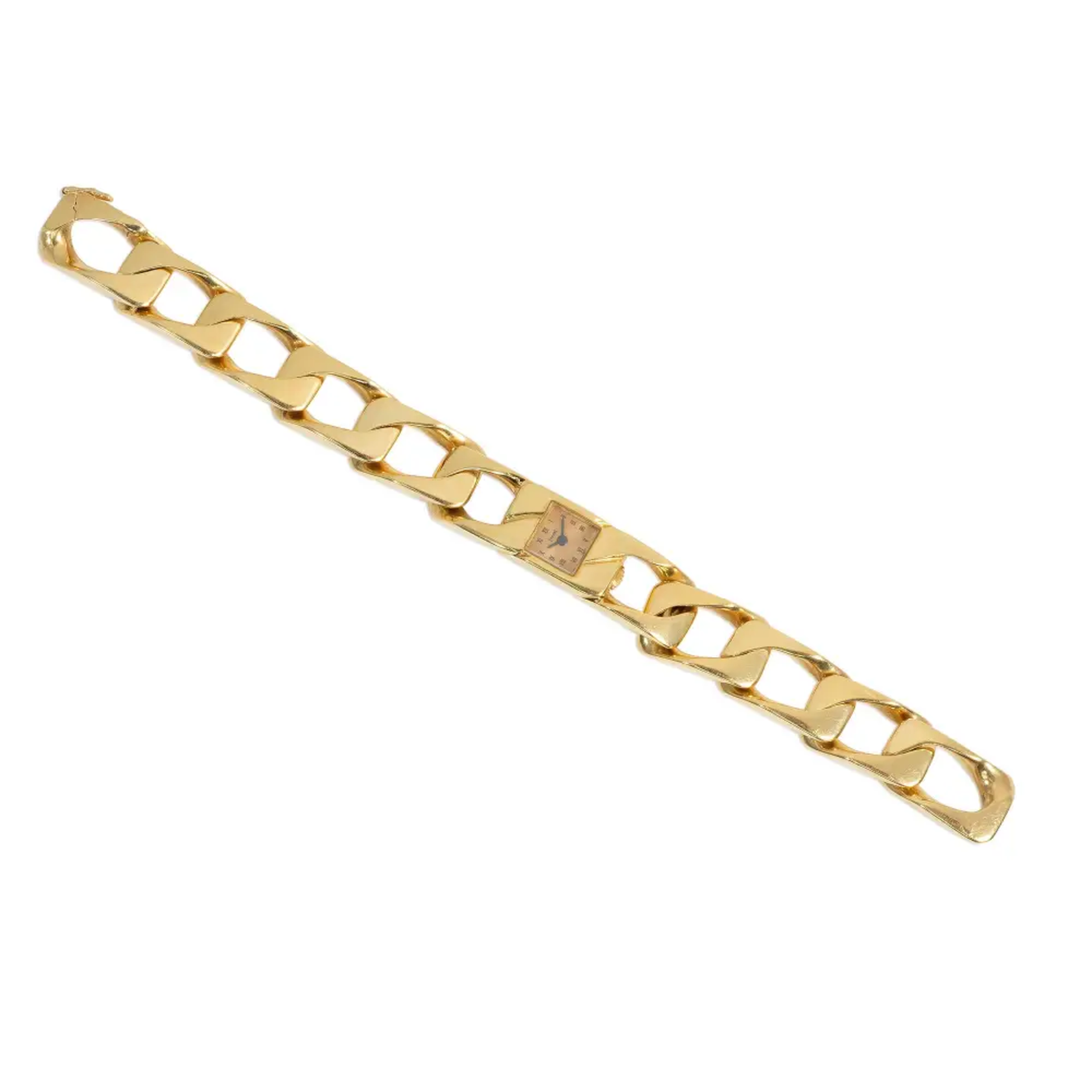 Piaget Switzerland 1970s 18KT Yellow Gold Enamel Watch Bracelet front