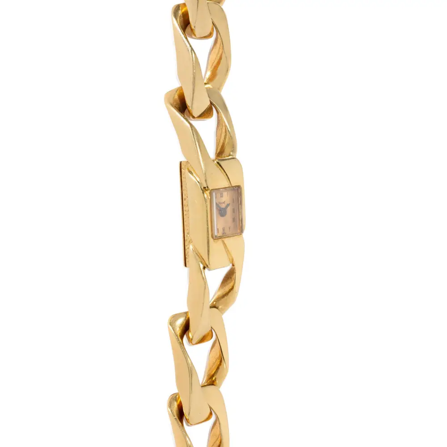 Piaget Switzerland 1970s 18KT Yellow Gold Enamel Watch Bracelet side