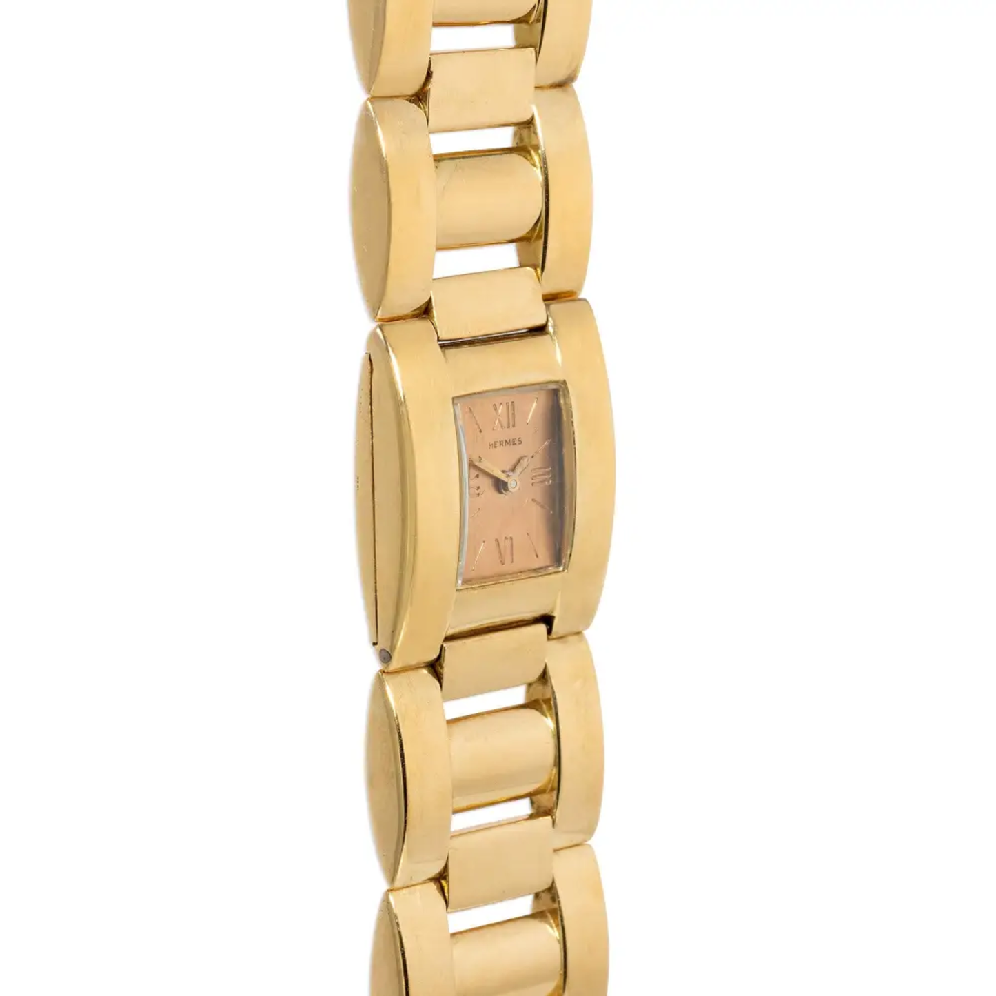 Hermes France 1960s 18KT Yellow Gold Watch Bracelet side