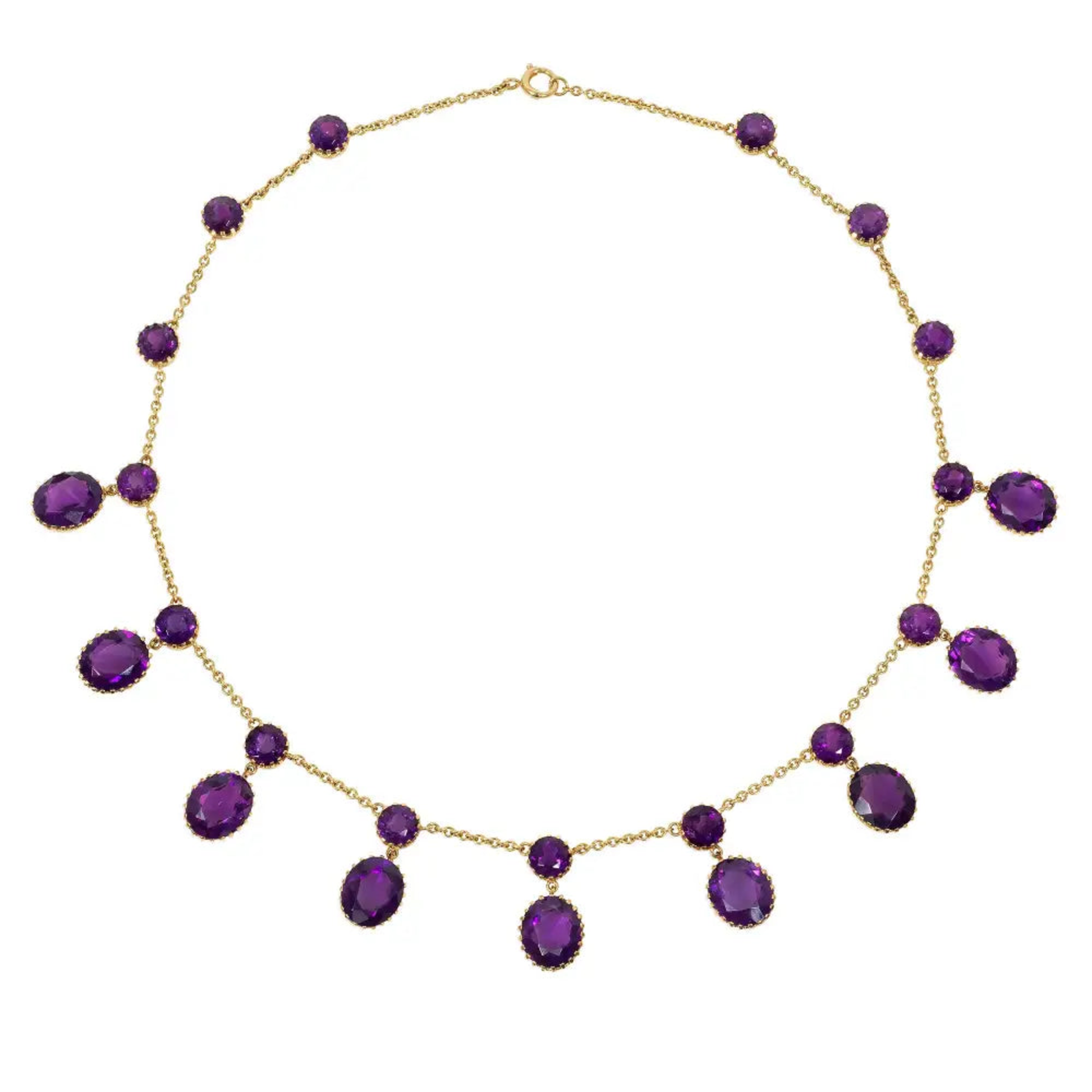 Victorian 18KT Yellow Gold Amethyst Necklace front