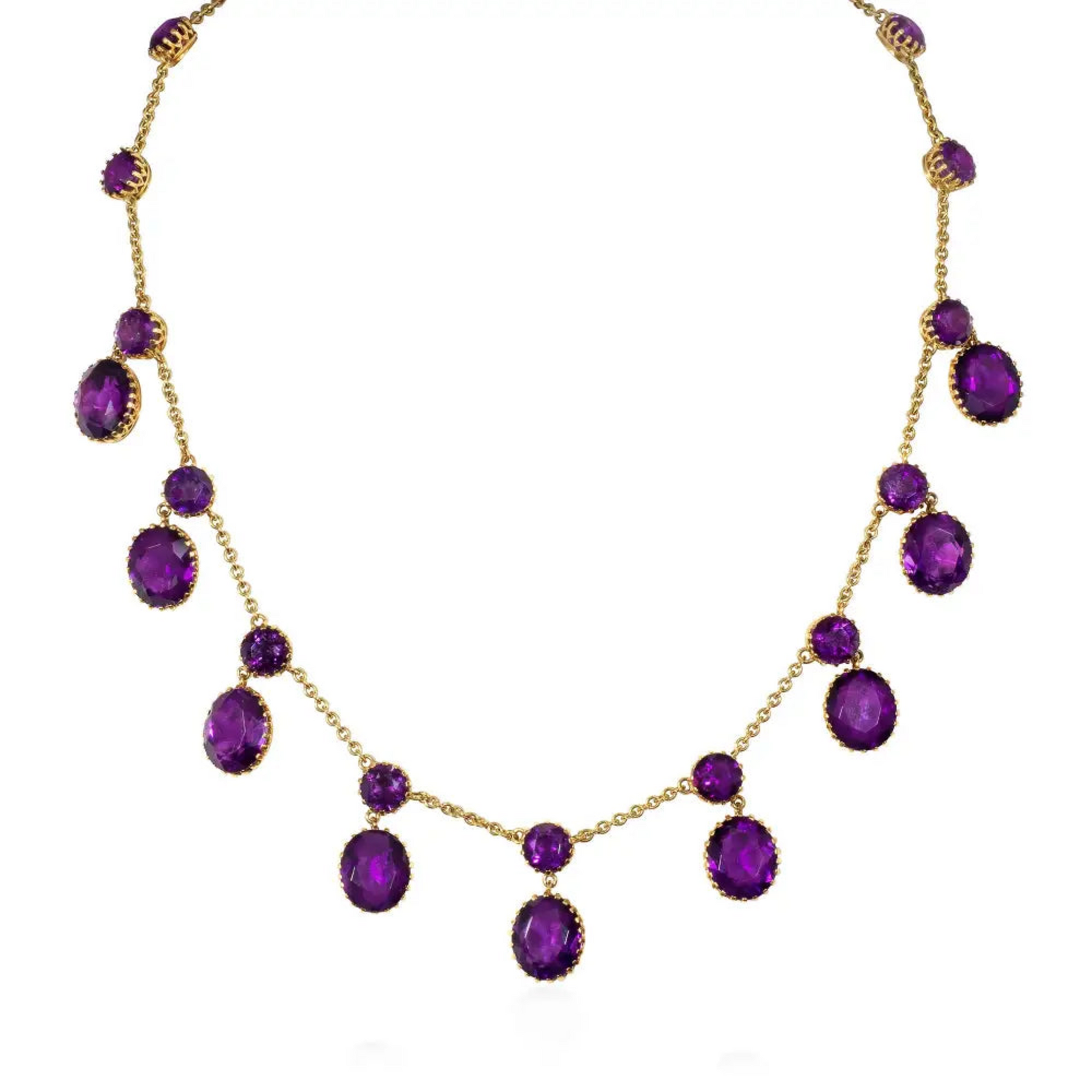 Victorian 18KT Yellow Gold Amethyst Necklace front
