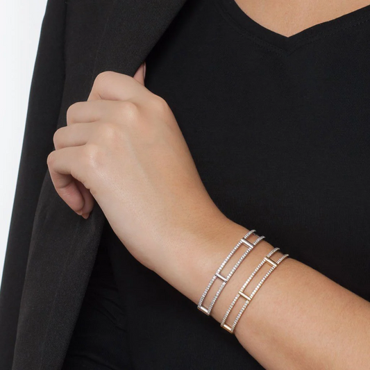 Rachel Katz Post-1980s 18KT White Gold Diamond Bracelet on wrist