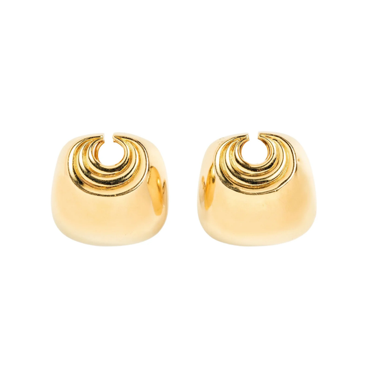David Webb 1980s 18KT Yellow Gold Earrings front