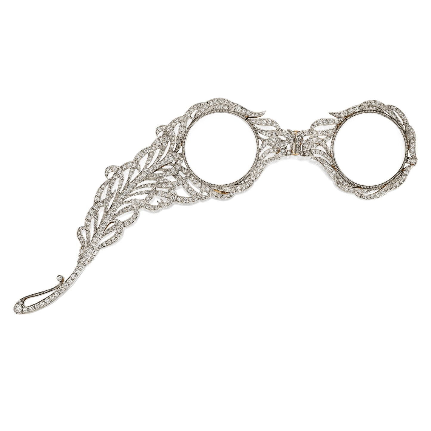 Howard & Co. Edwardian Platinum & 18KT Yellow Gold Diamond Lorgnette Pendant front