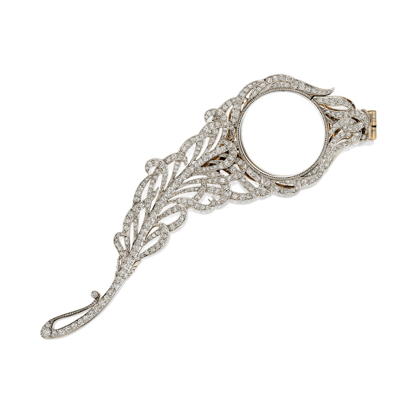 Howard & Co. Edwardian Platinum & 18KT Yellow Gold Diamond Lorgnette Pendant front