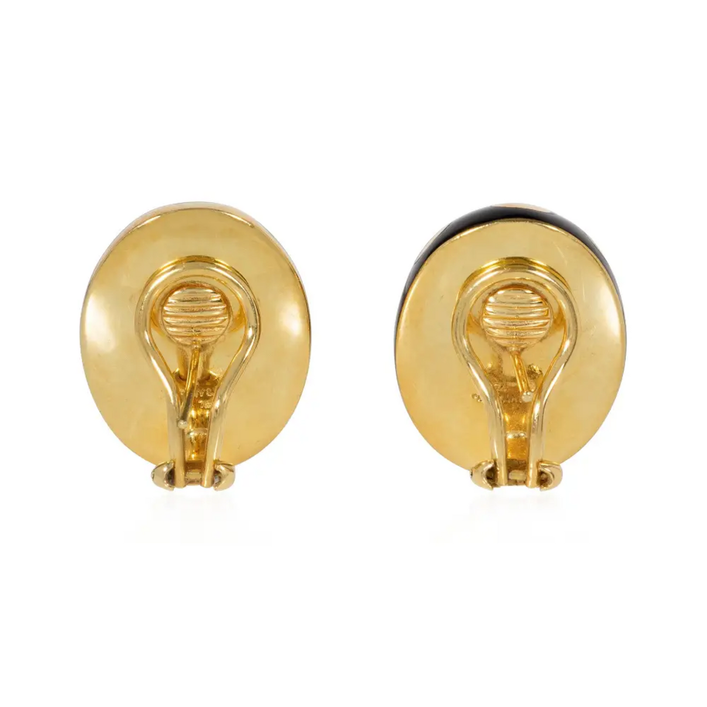 Tiffany & Co. 1970s 18KT Yellow Gold Onyx Earrings back