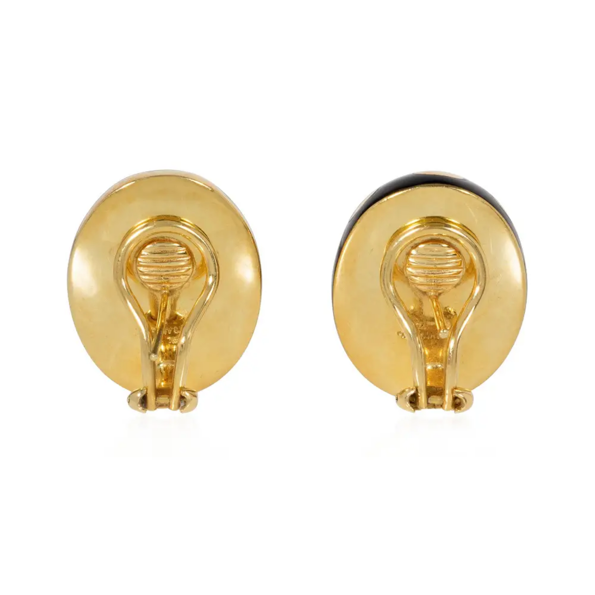 Tiffany & Co. 1970s 18KT Yellow Gold Onyx Earrings back