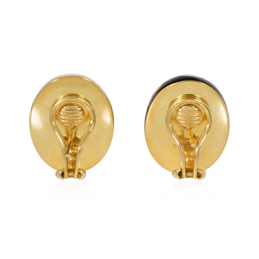 Tiffany & Co. 1970s 18KT Yellow Gold Onyx Earrings back