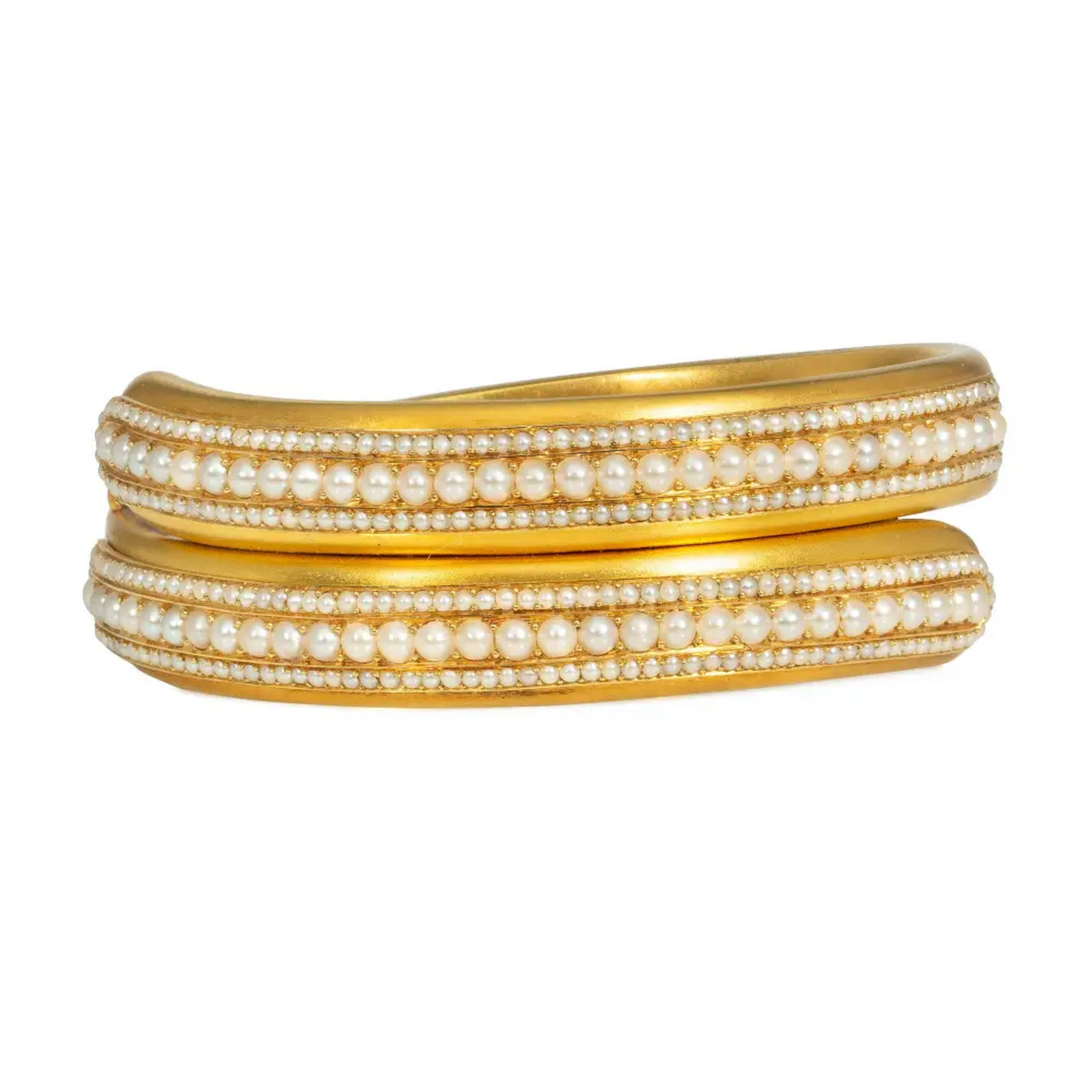 English Victorian 18KT Yellow Gold Natural Pearl Bracelet front