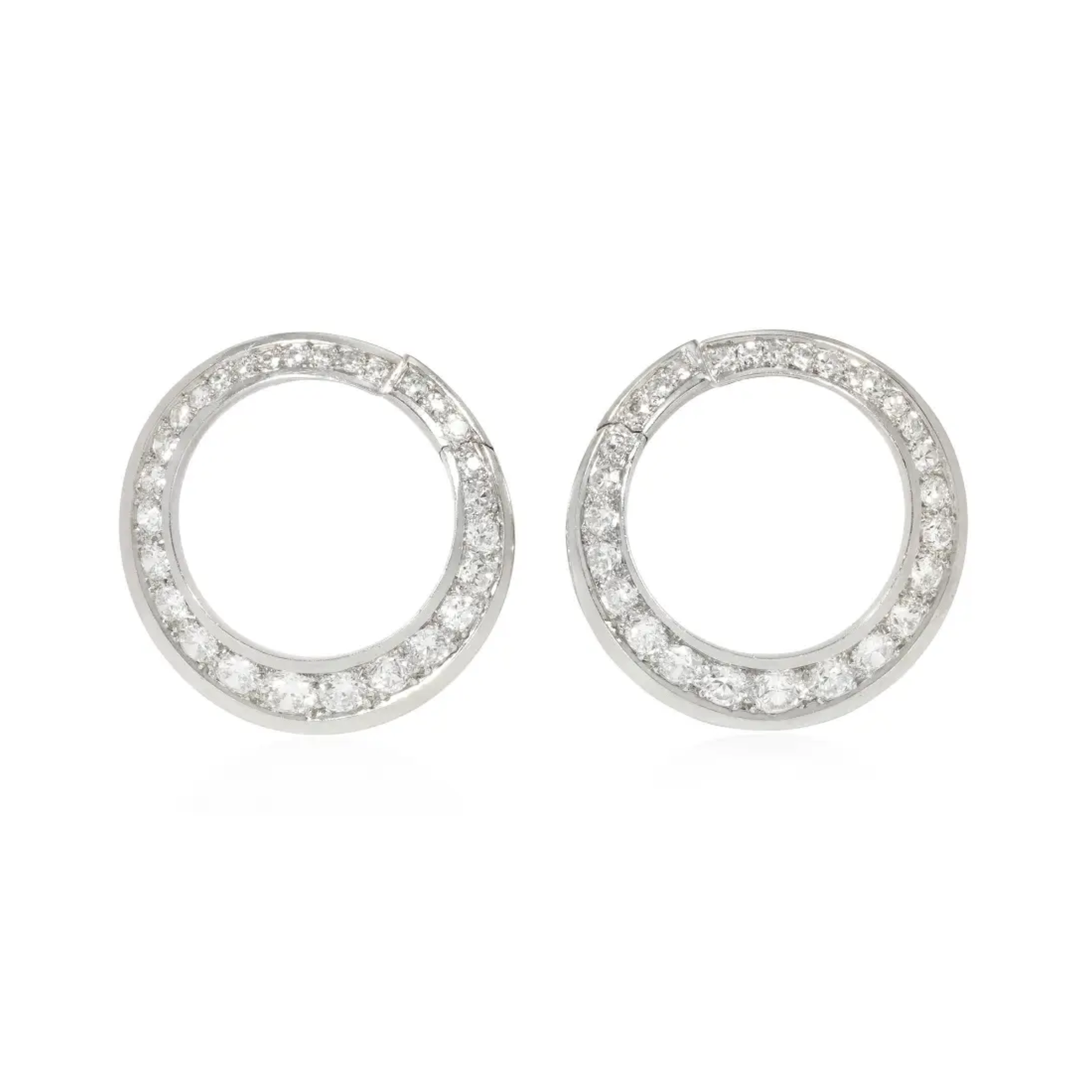 French Art Deco Platinum & 18KT Yellow Gold Diamond Earrings front