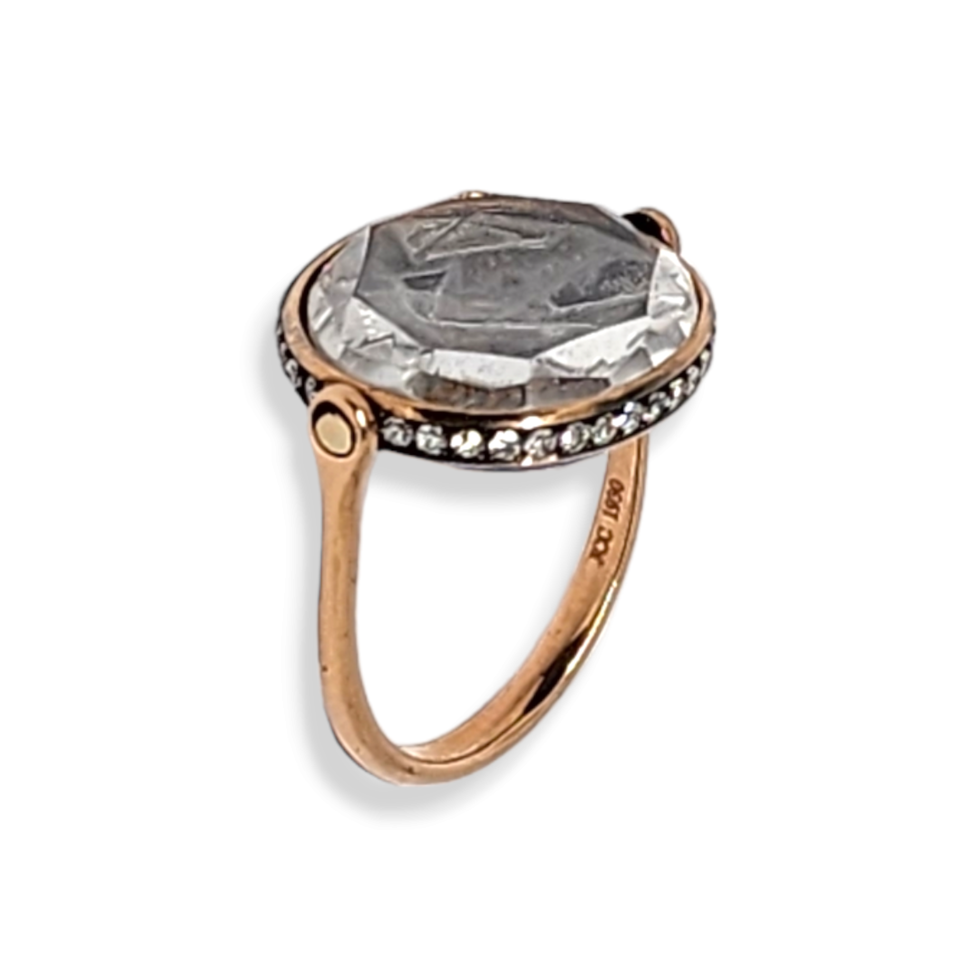 Contemporary 18KT Rose Gold Opal & Diamond Lover's Eye Ring back
