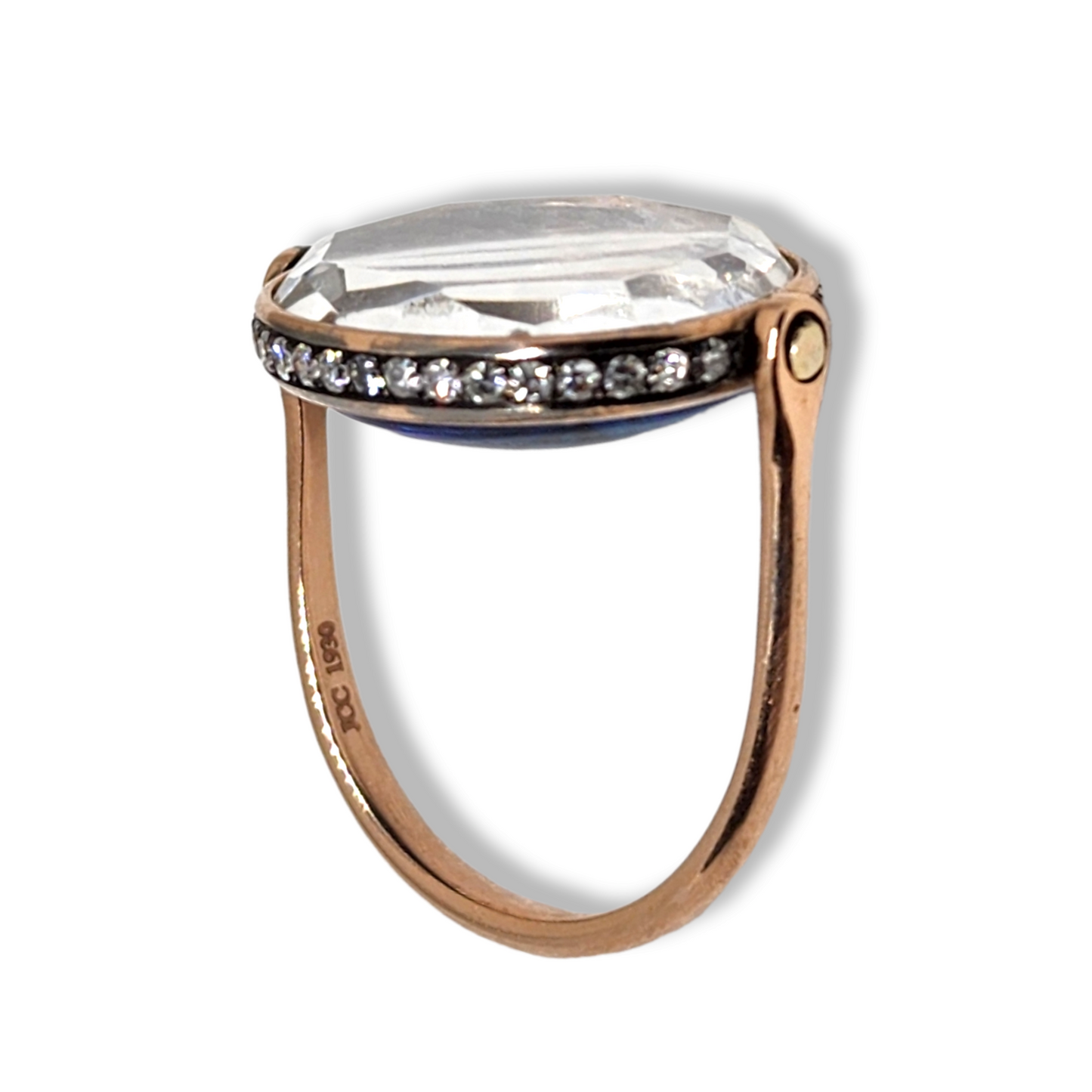 Contemporary 18KT Rose Gold Opal & Diamond Lover's Eye Ring back