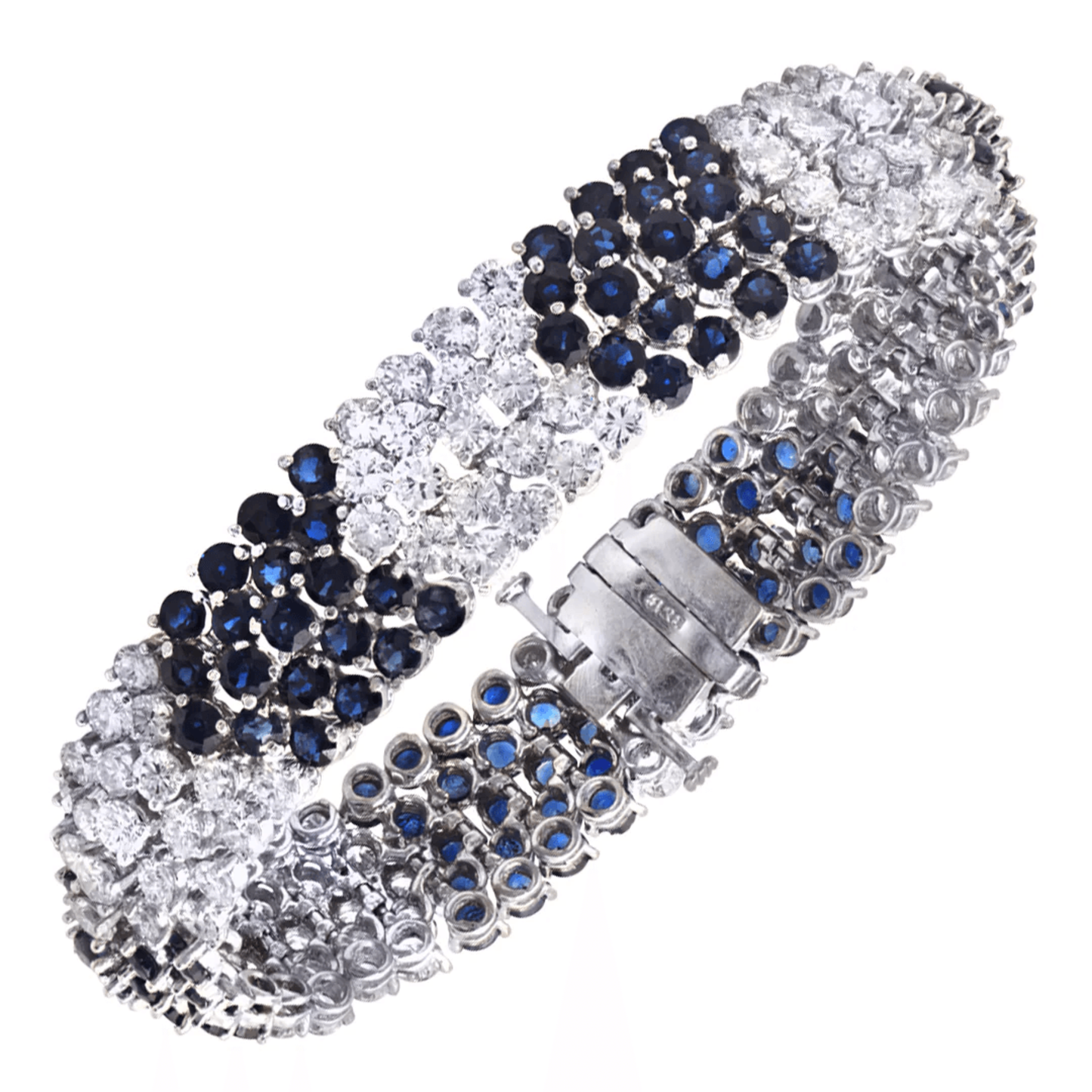 Post-1980s Platinum Sapphire & Diamond Bracelet front