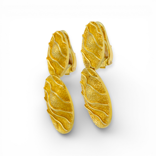 Mapamenos Natepas Greece 1980s 18KT Yellow Gold Earrings side