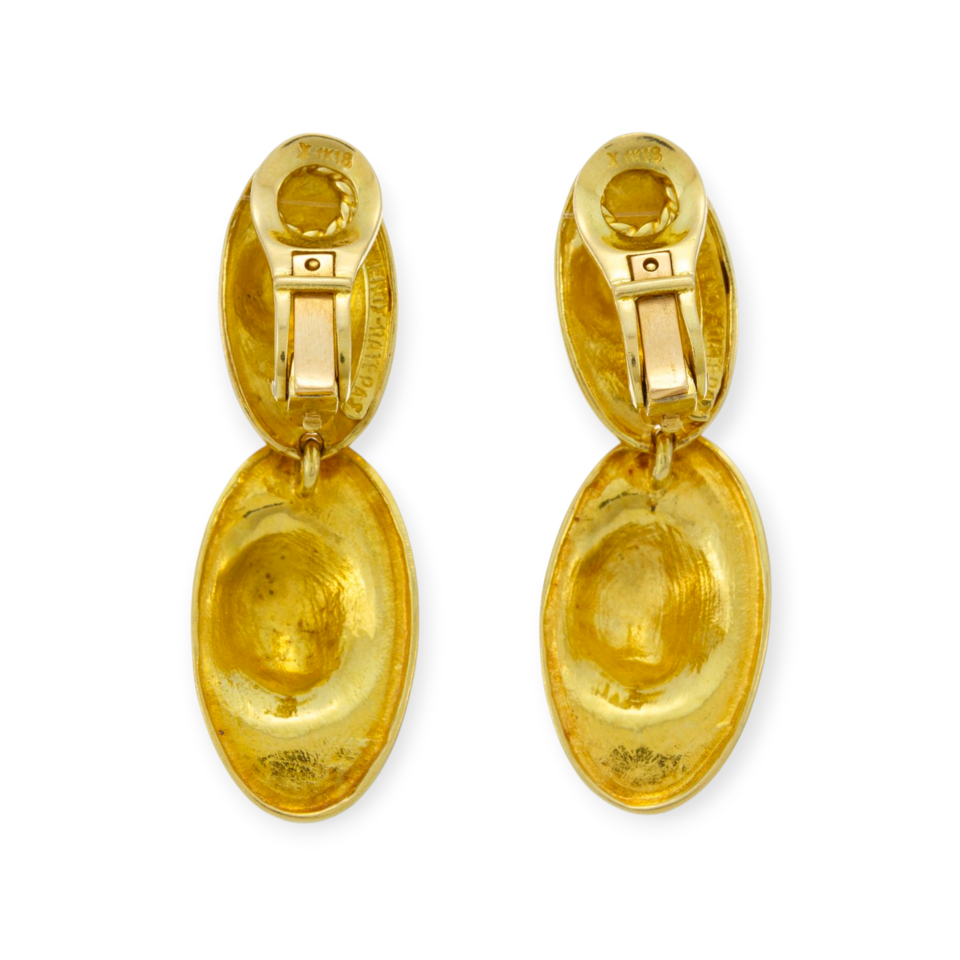 Mapamenos Natepas Greece 1980s 18KT Yellow Gold Earrings back