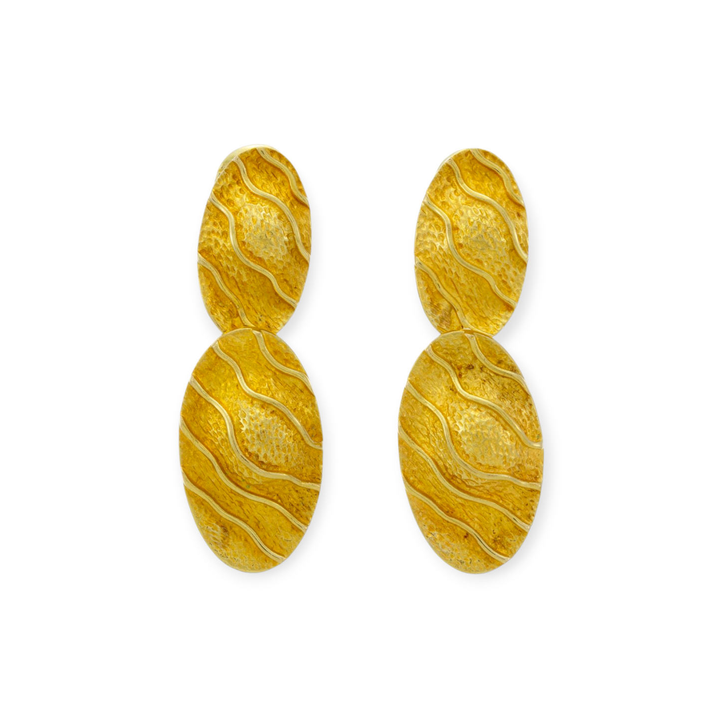 Mapamenos Natepas Greece 1980s 18KT Yellow Gold Earrings front