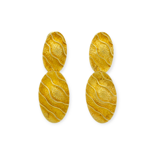 Mapamenos Natepas Greece 1980s 18KT Yellow Gold Earrings front