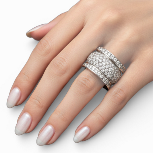 Cerrone Post-1980s 18KT White Gold Diamond Ring on finger