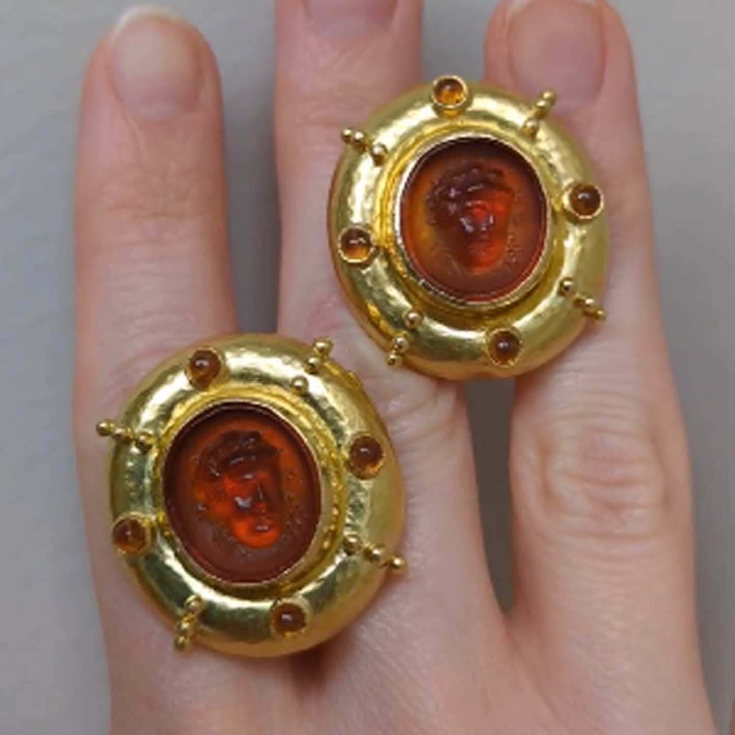 Elizabeth Locke Post-1980s 18KT Yellow Gold Earrings front