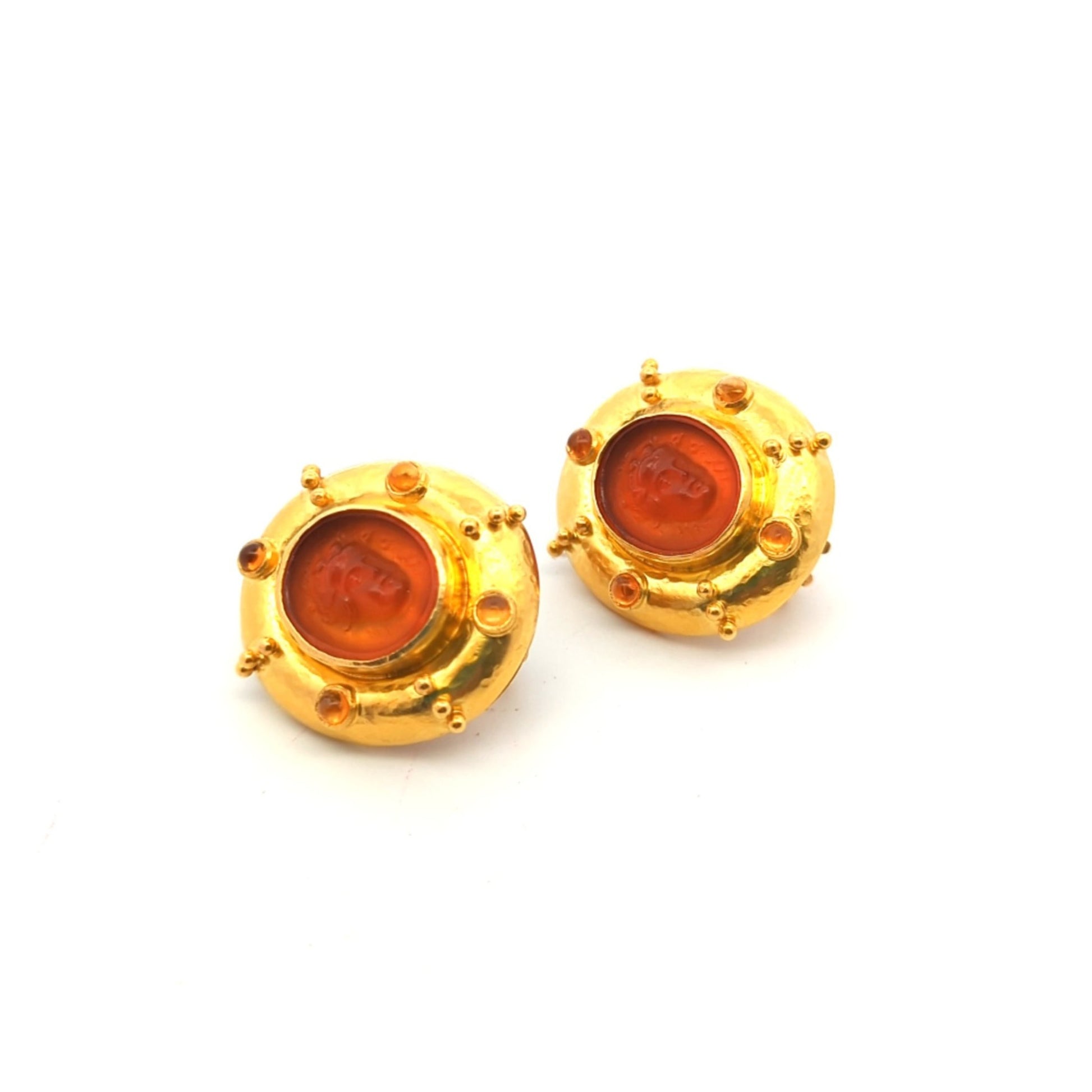 Elizabeth Locke Post-1980s 18KT Yellow Gold Earrings front