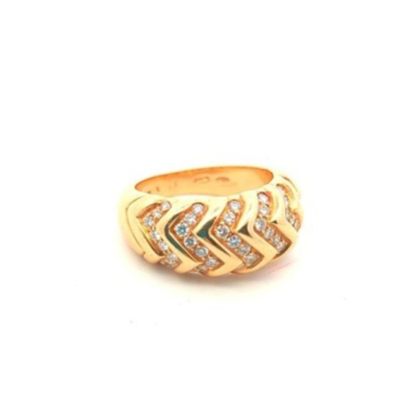 Bulgari Italy Post-1980s 18KT Yellow Gold Diamond Spiga Ring front