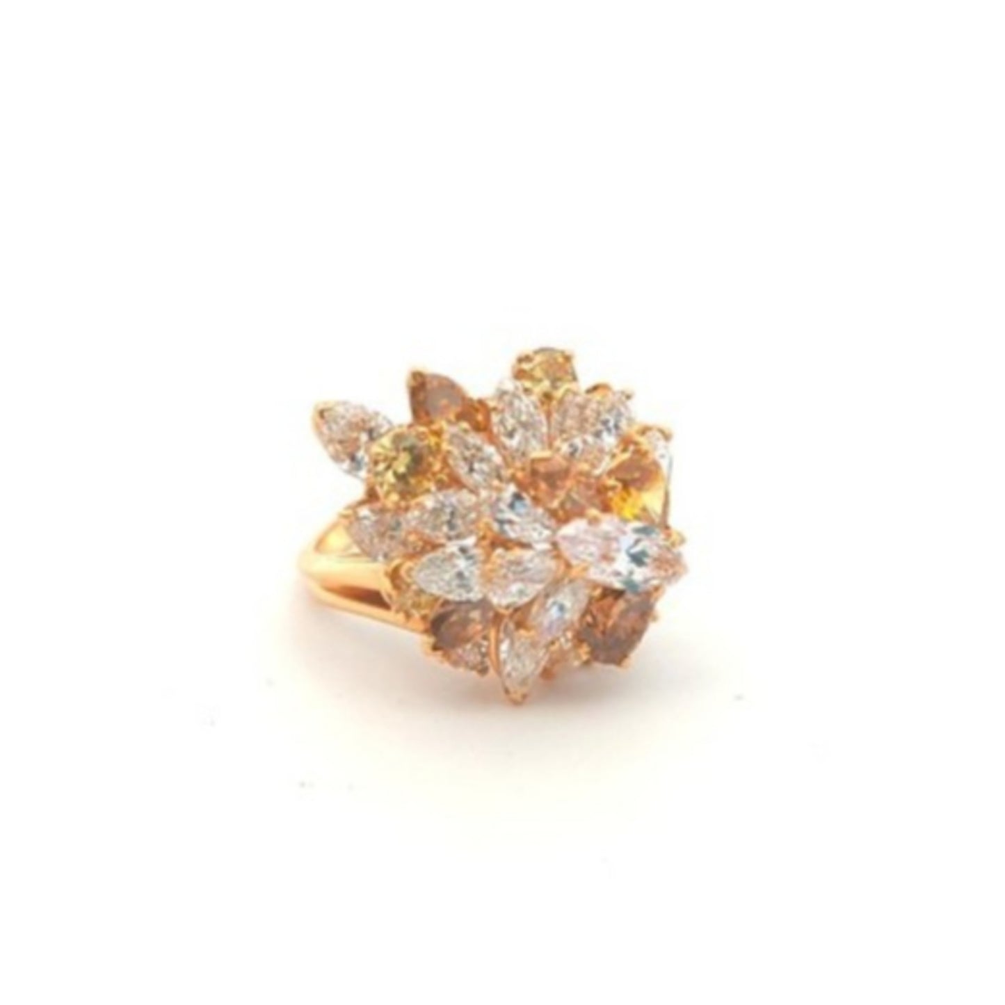 Oscar Heyman Bros. 1970s 18KT Yellow Gold Diamond Ring front