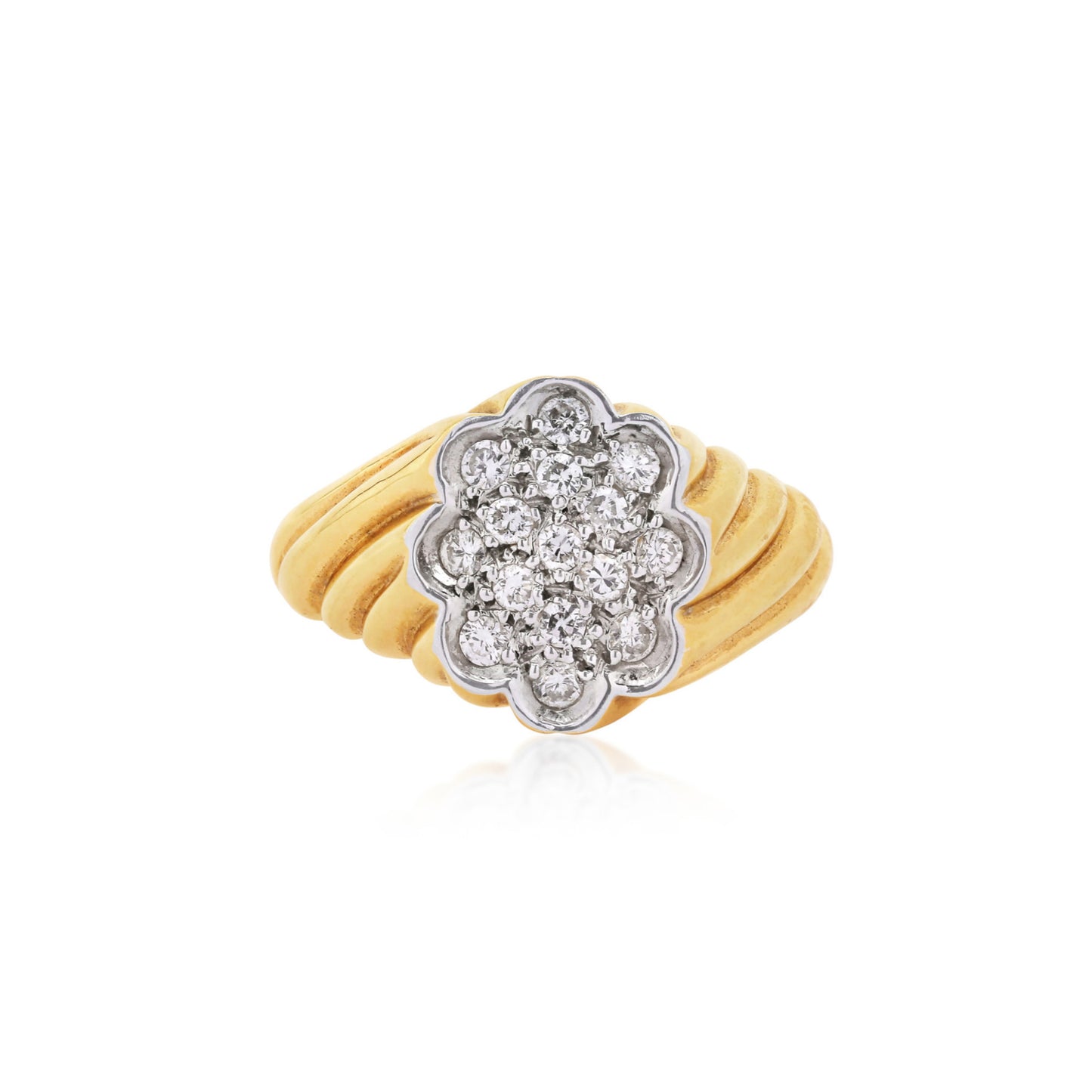 1970s 14KT Yellow Gold Diamond Ring front