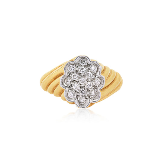 1970s 14KT Yellow Gold Diamond Ring front
