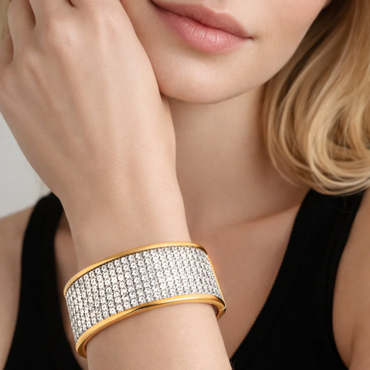 Post-1980s 18KT White & Yellow Gold Diamond Bracelet on wrist