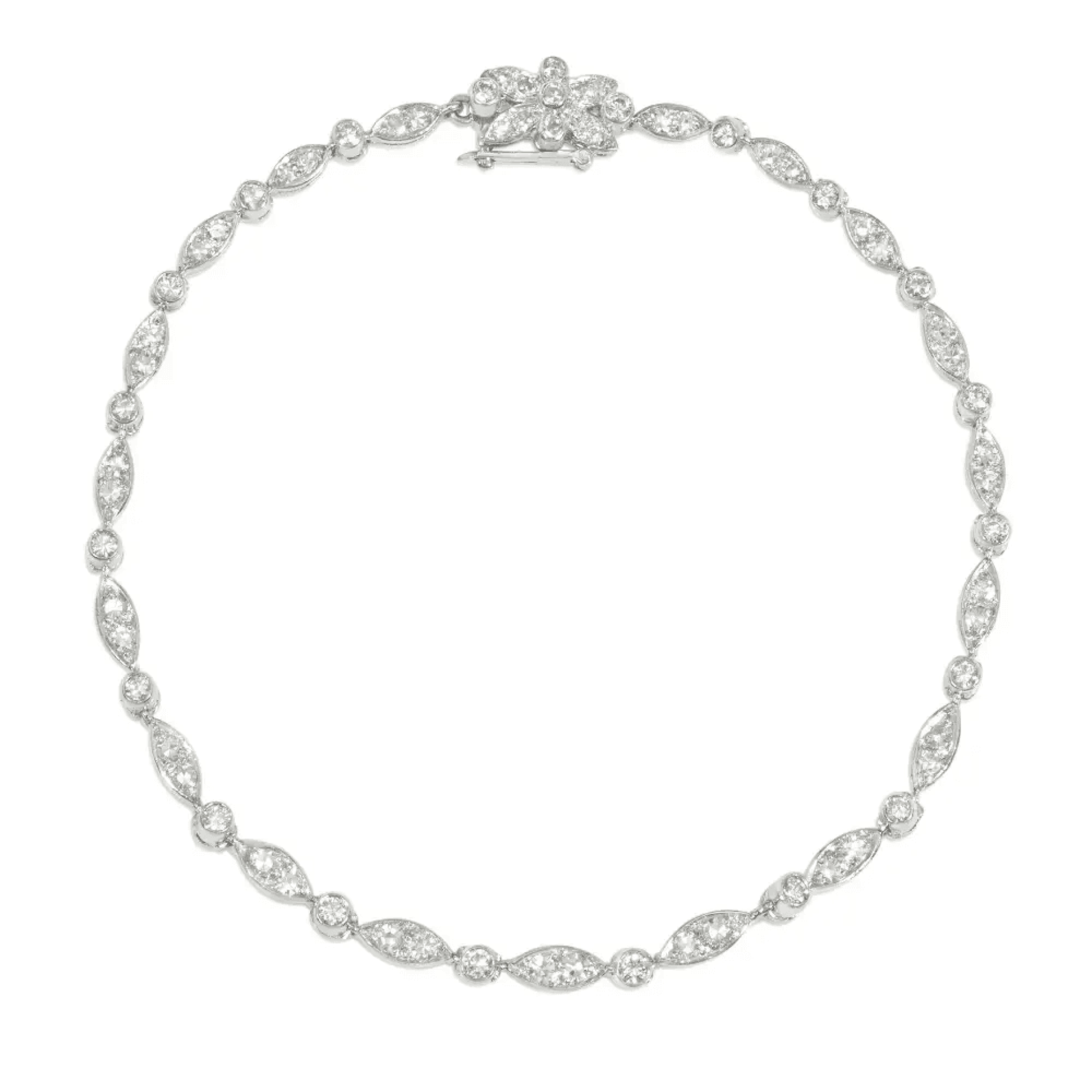 1980s Platinum Diamond Bracelet front