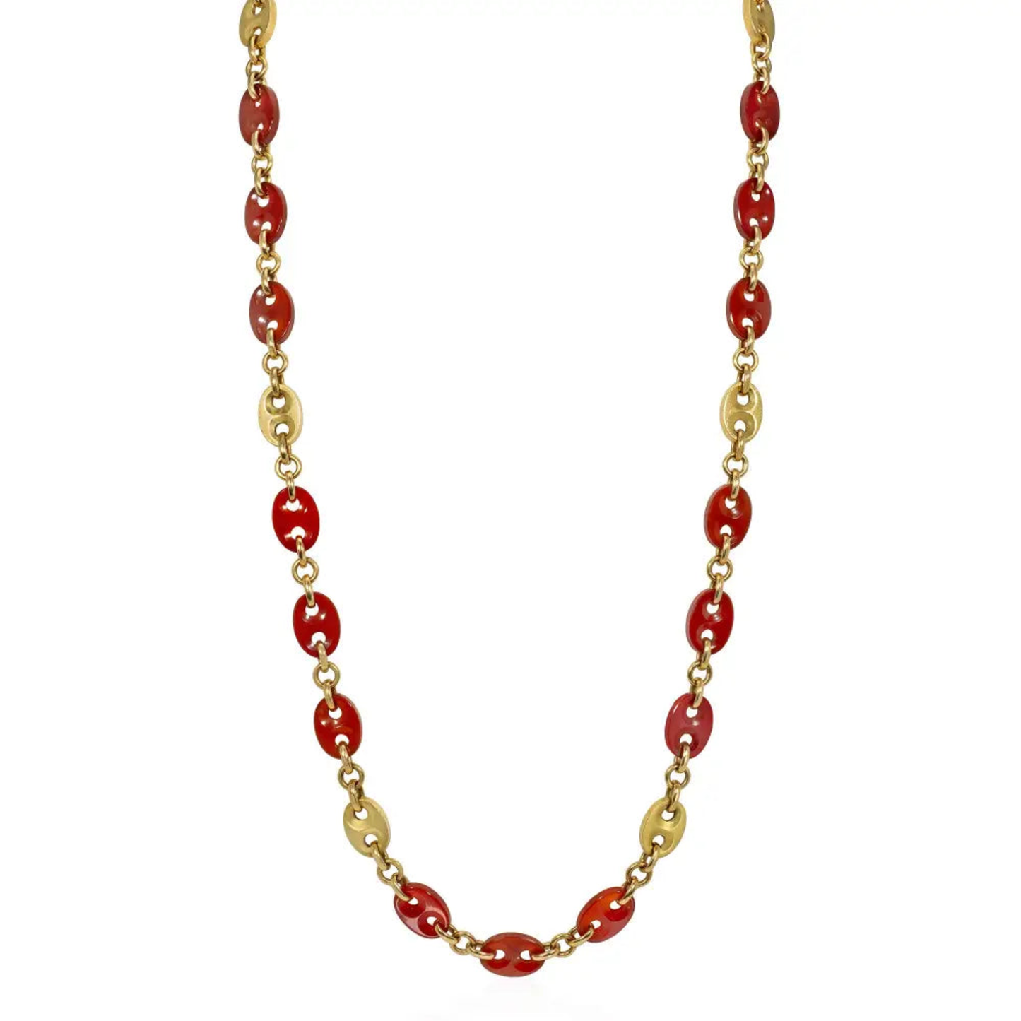 Bulgari Italy 1970s 18KT Yellow Gold Carnelian Agate Necklace front