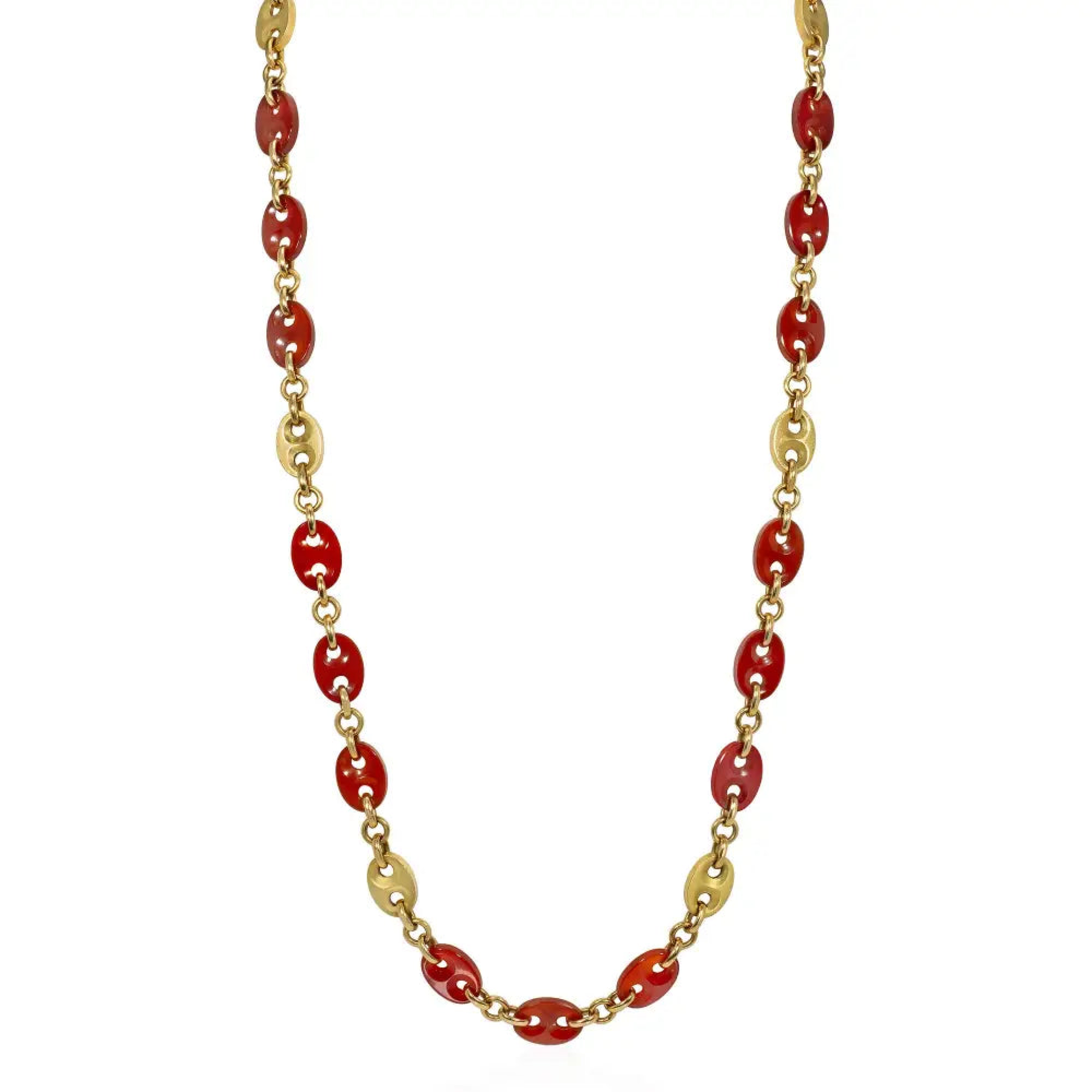 Bulgari Italy 1970s 18KT Yellow Gold Carnelian Agate Necklace front