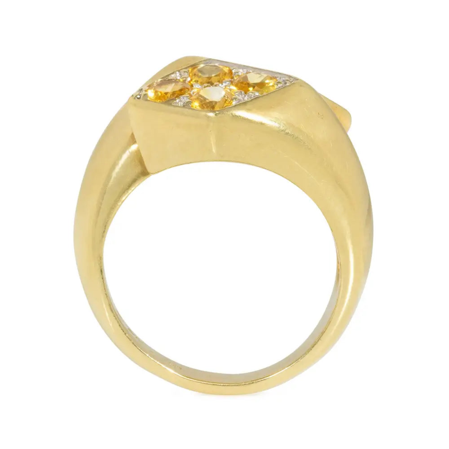 1970s 18KT Yellow Gold Sapphire & Diamond Ring profile