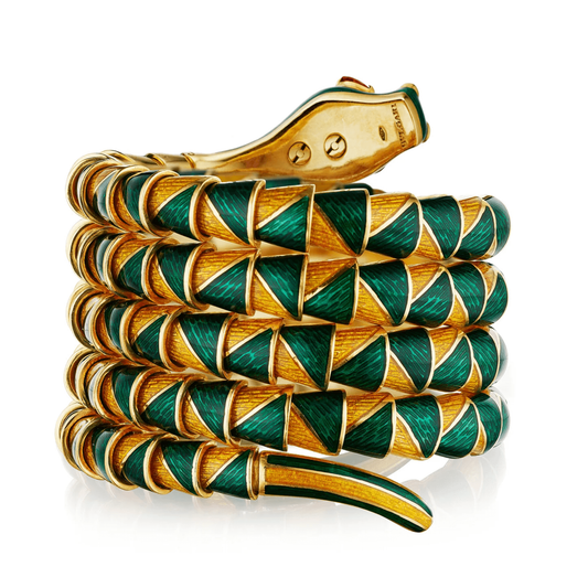 Bulgari 1970s Enamel, Diamond & Ruby Dragon Bracelet back