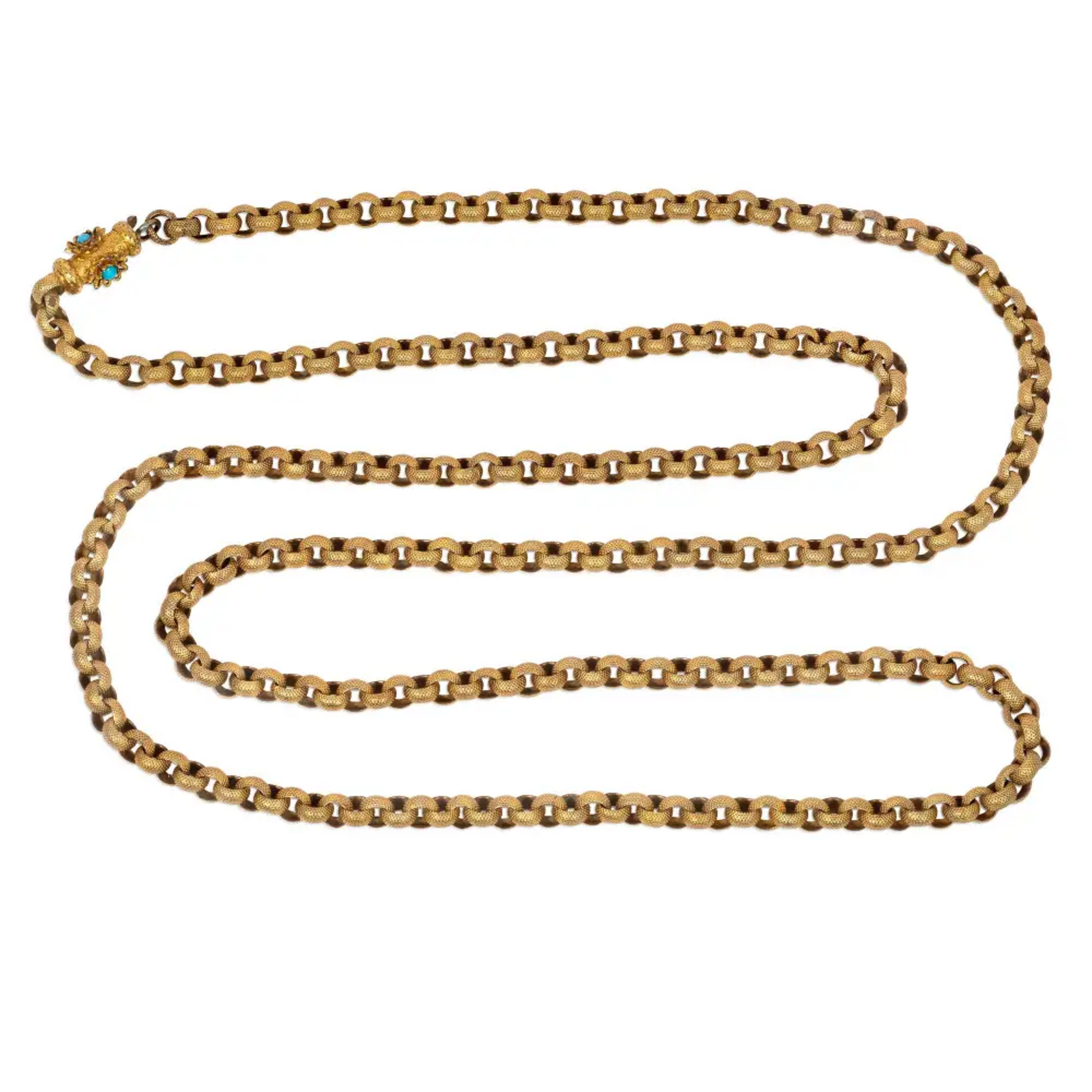 Victorian 18KT Yellow Gold Turquoise Necklace front