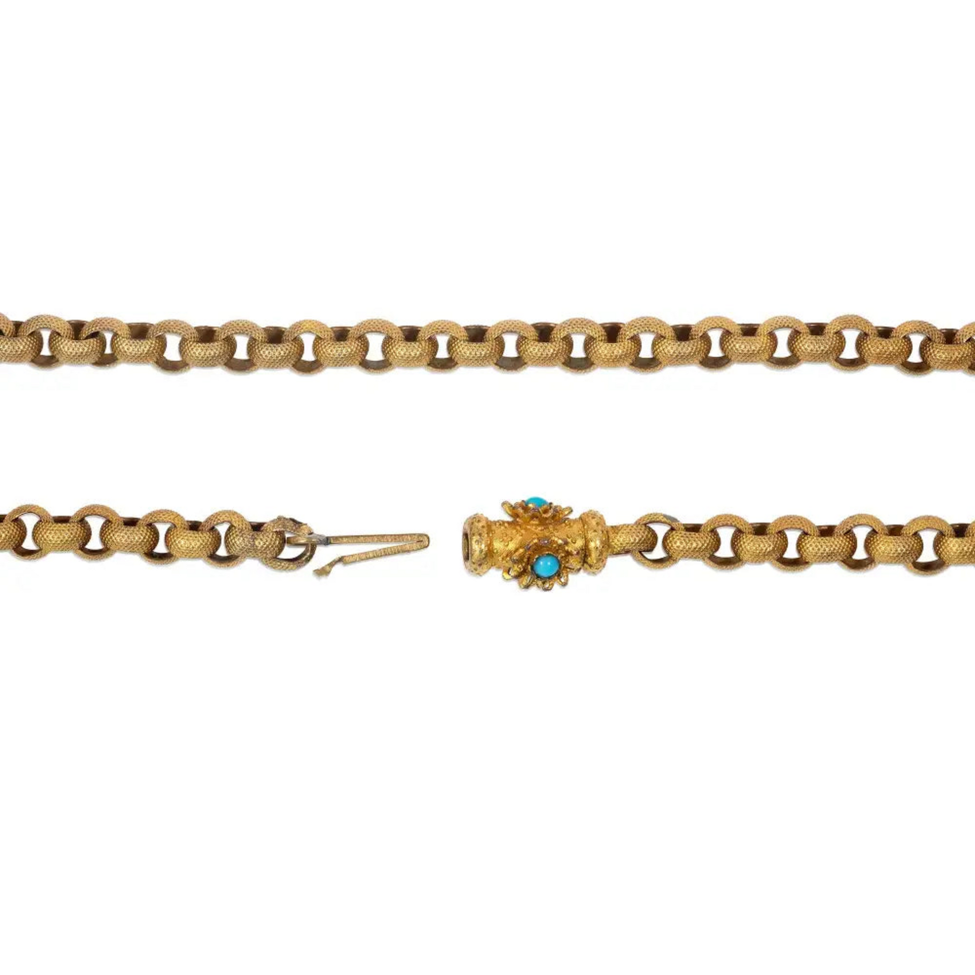 Victorian 18KT Yellow Gold Turquoise Necklace clasp