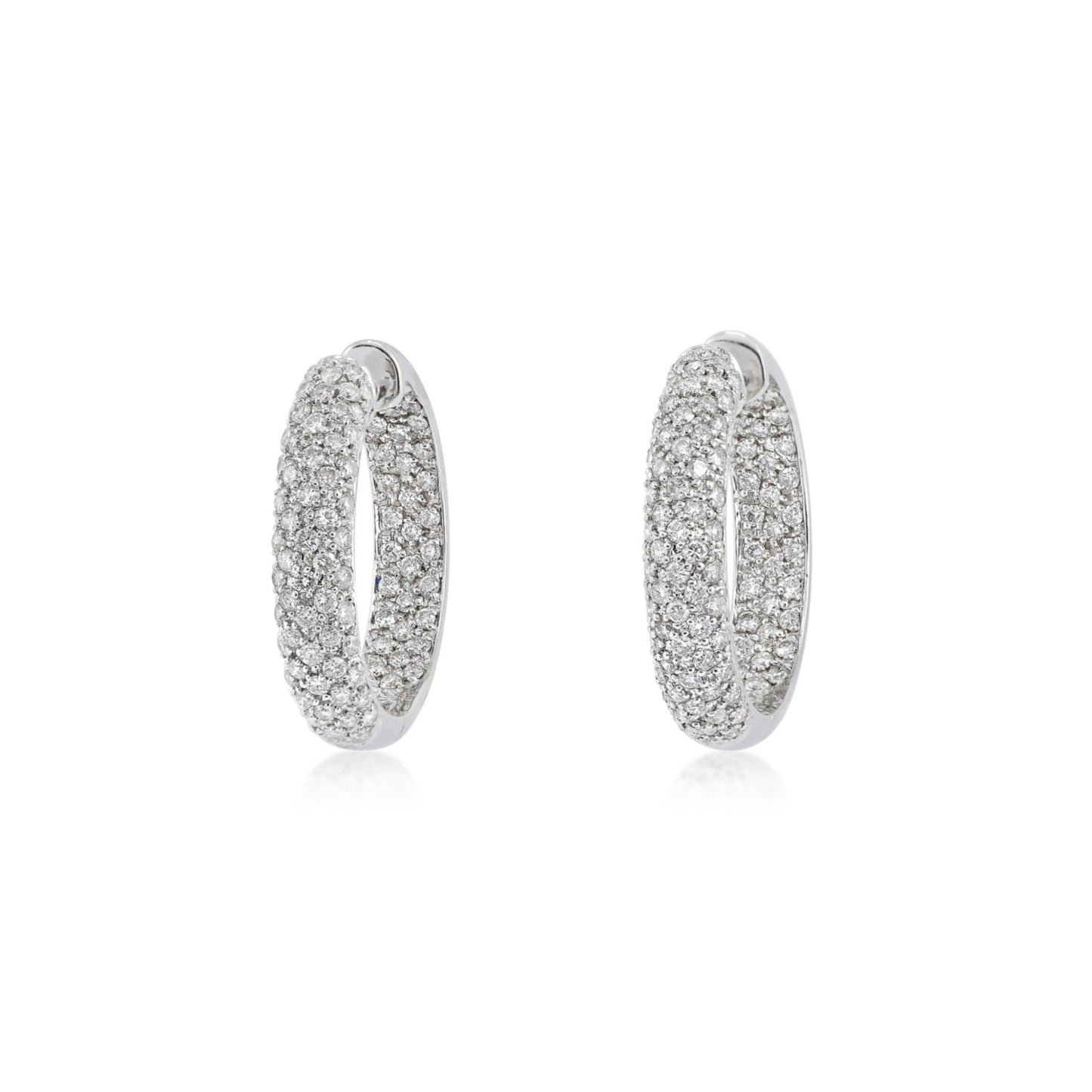 Post-1980s 18KT White Gold Diamond Earrings front