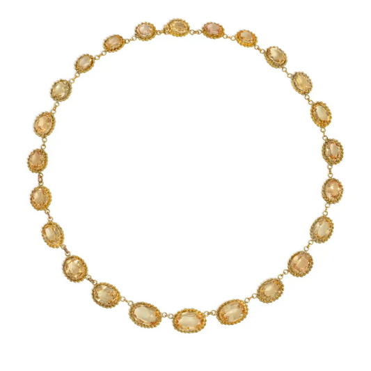 French Victorian 18KT Yellow Gold Topaz Necklace front