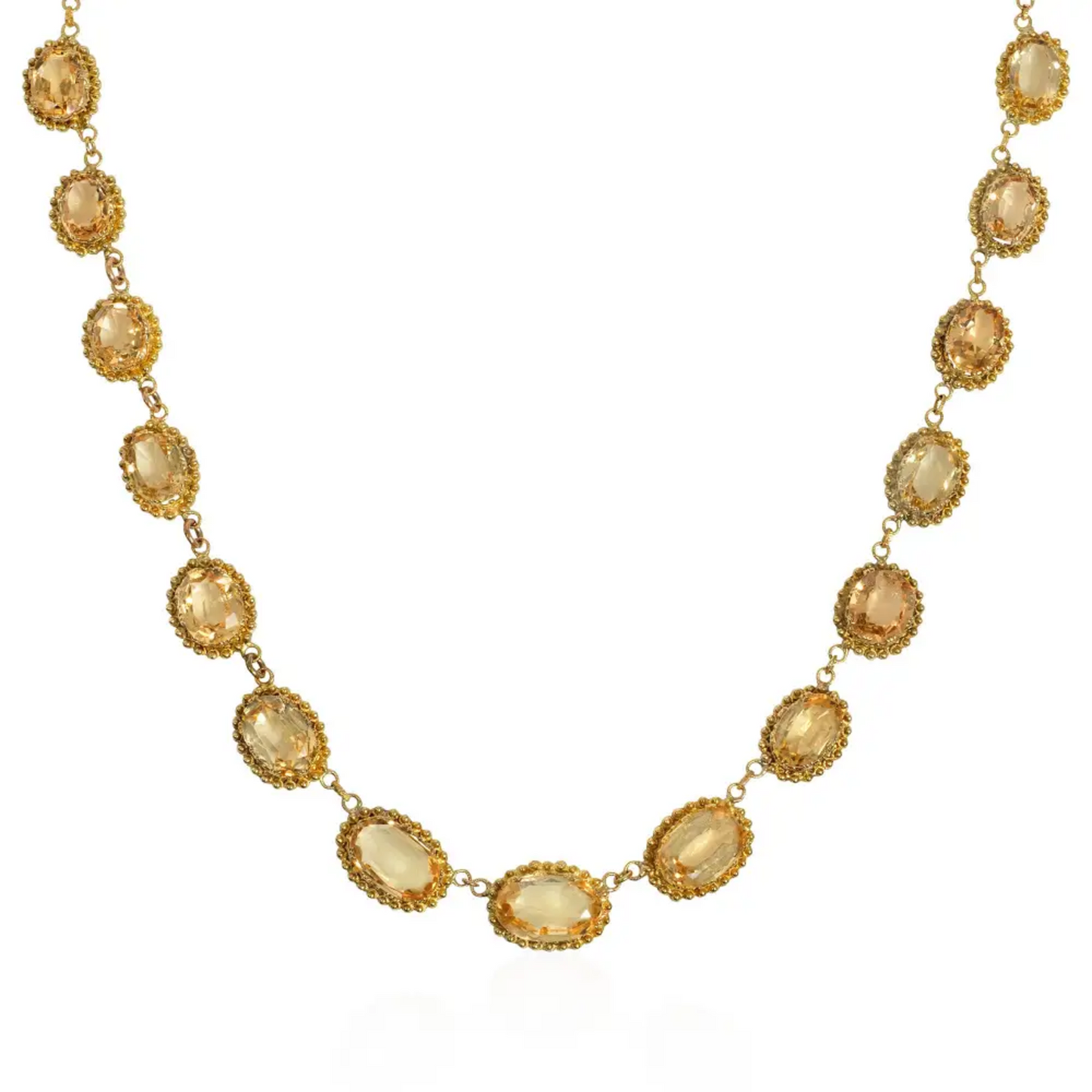 French Victorian 18KT Yellow Gold Topaz Necklace front