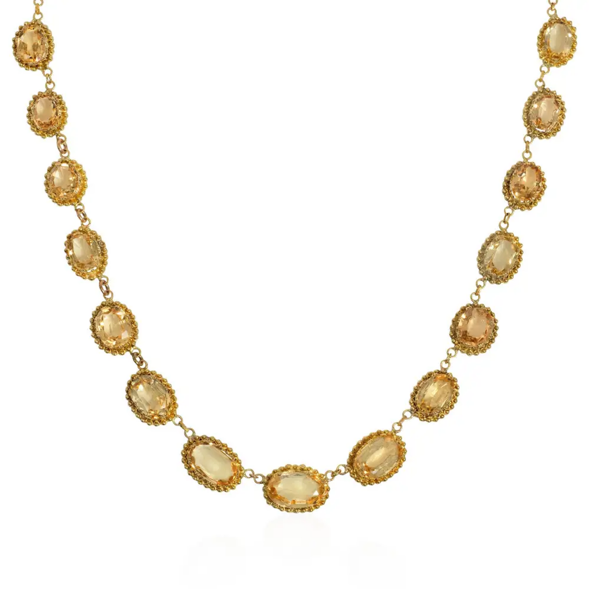 French Victorian 18KT Yellow Gold Topaz Necklace front