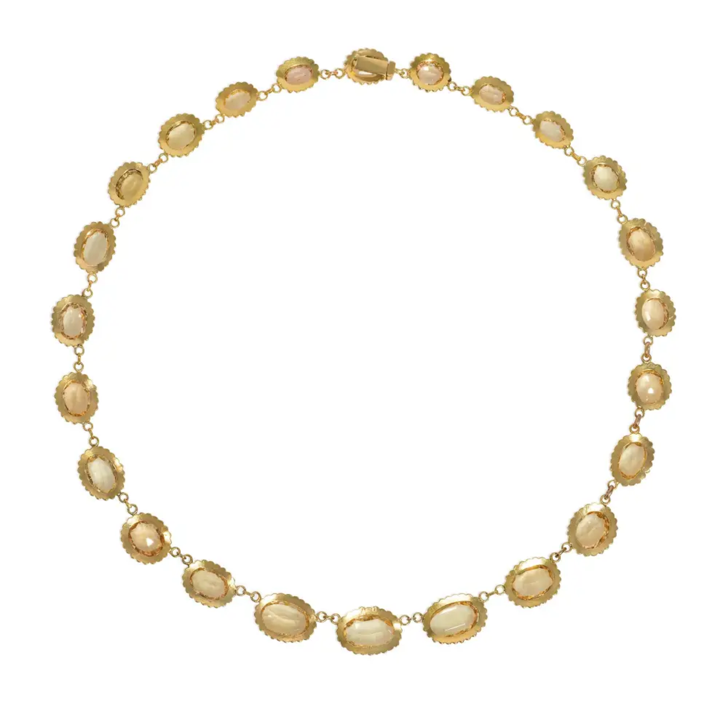 French Victorian 18KT Yellow Gold Topaz Necklace back