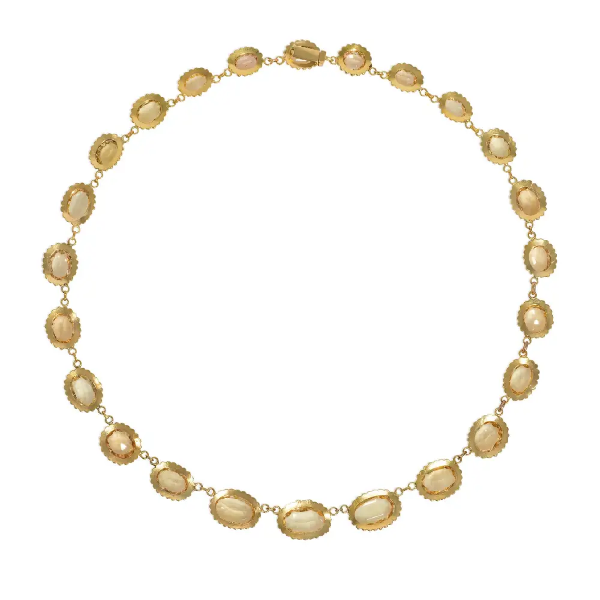 French Victorian 18KT Yellow Gold Topaz Necklace back