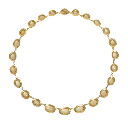 French Victorian 18KT Yellow Gold Topaz Necklace back