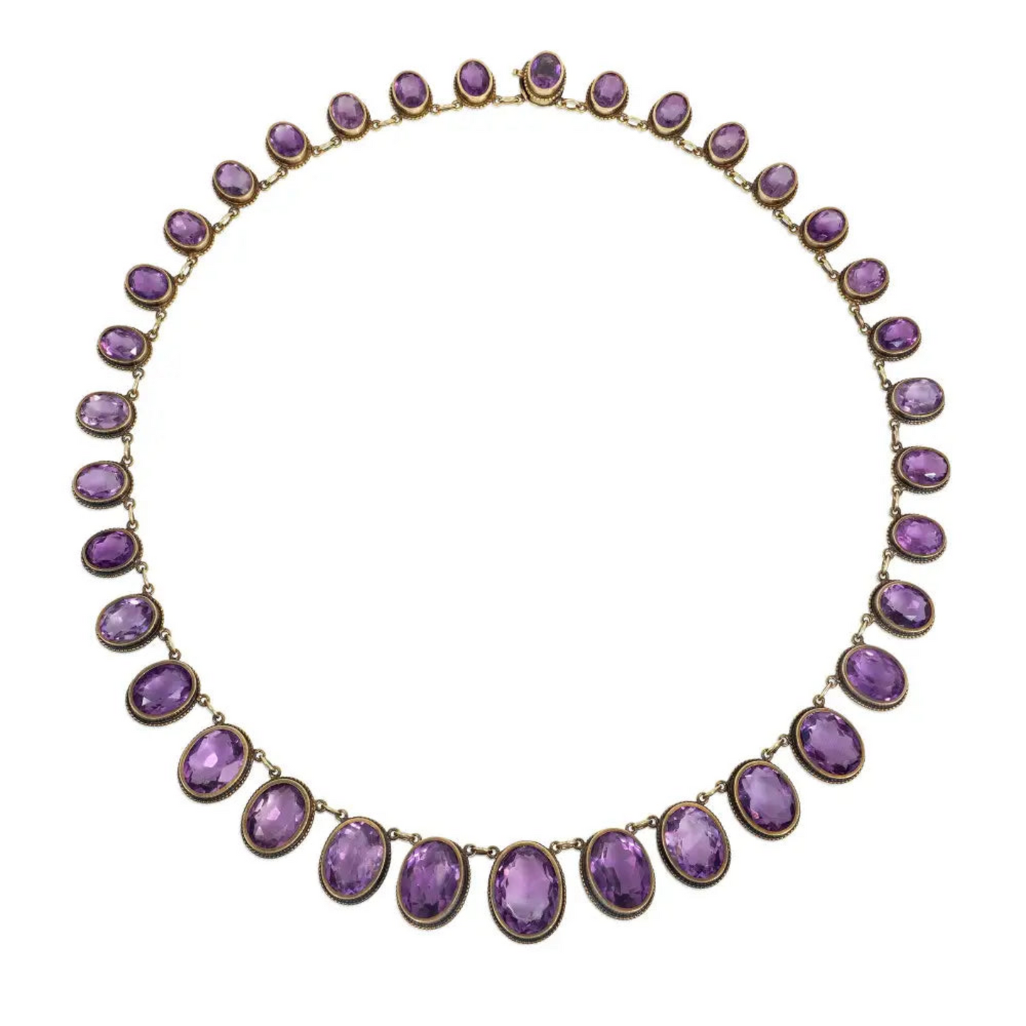 Yugoslavian Victorian 14KT Yellow Gold Amethyst Necklace front