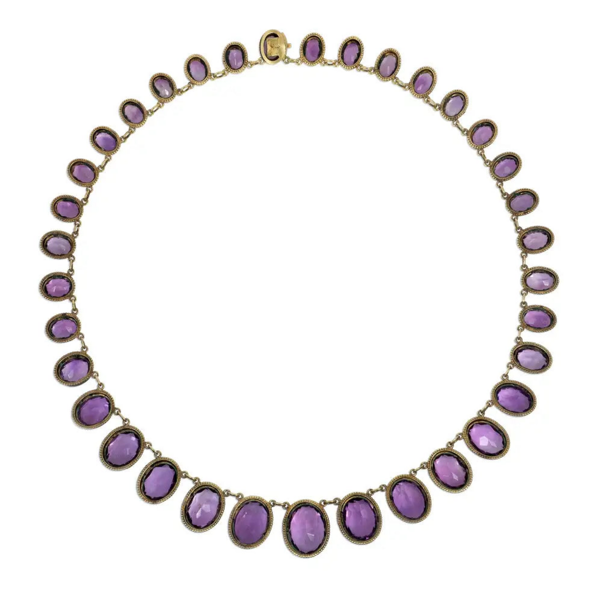 Yugoslavian Victorian 14KT Yellow Gold Amethyst Necklace back