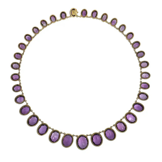 Yugoslavian Victorian 14KT Yellow Gold Amethyst Necklace back