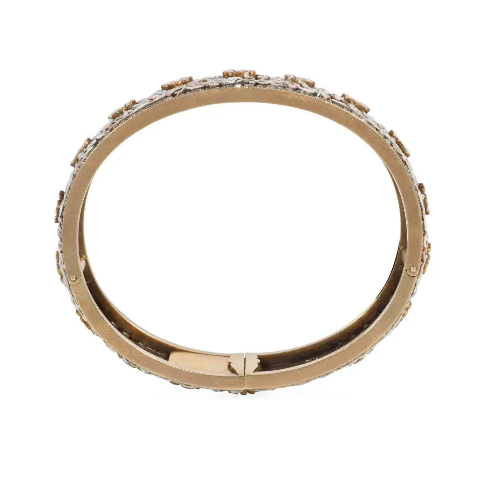 French Victorian Silver & 18KT Yellow Gold Enamel Bracelet profile