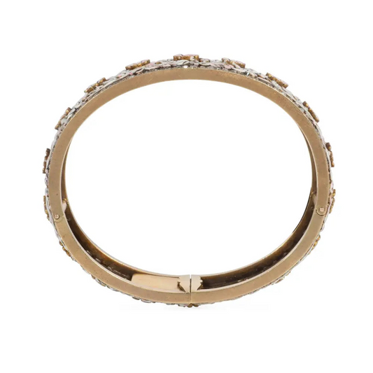 French Victorian Silver & 18KT Yellow Gold Enamel Bracelet profile